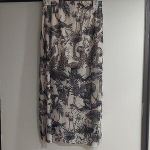 SHEIN Black and Cream Botanical Pencil Skirt